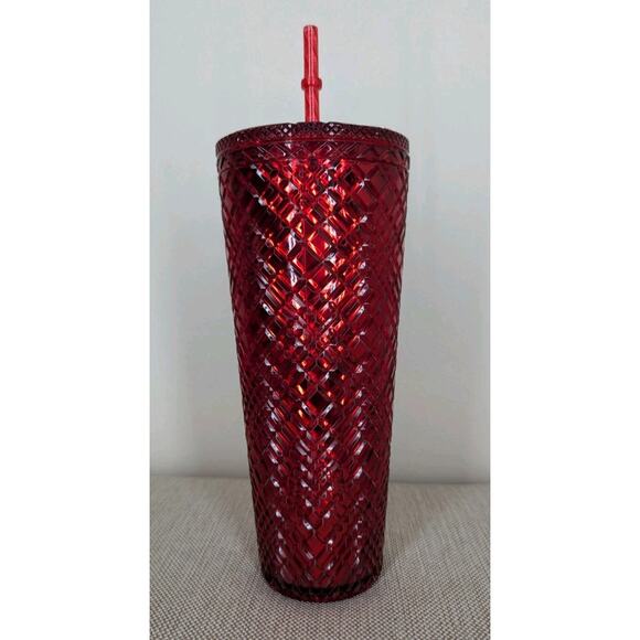Starbucks Tumbler Cold Cup Venti 24oz Red Holiday 2021 Jeweled Christmas - Picture 3 of 7